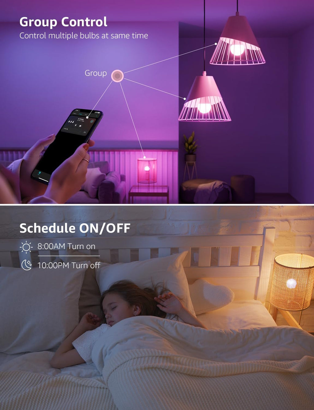 AI Smart Bulb E27, Music Sync WiFi Bulb, Voice Control Smart Screw Bulb, Colour Changing Light Bulbs, RGBCCT, Work with Alexa & Google Assistant, Personalized AI Lighting Designer