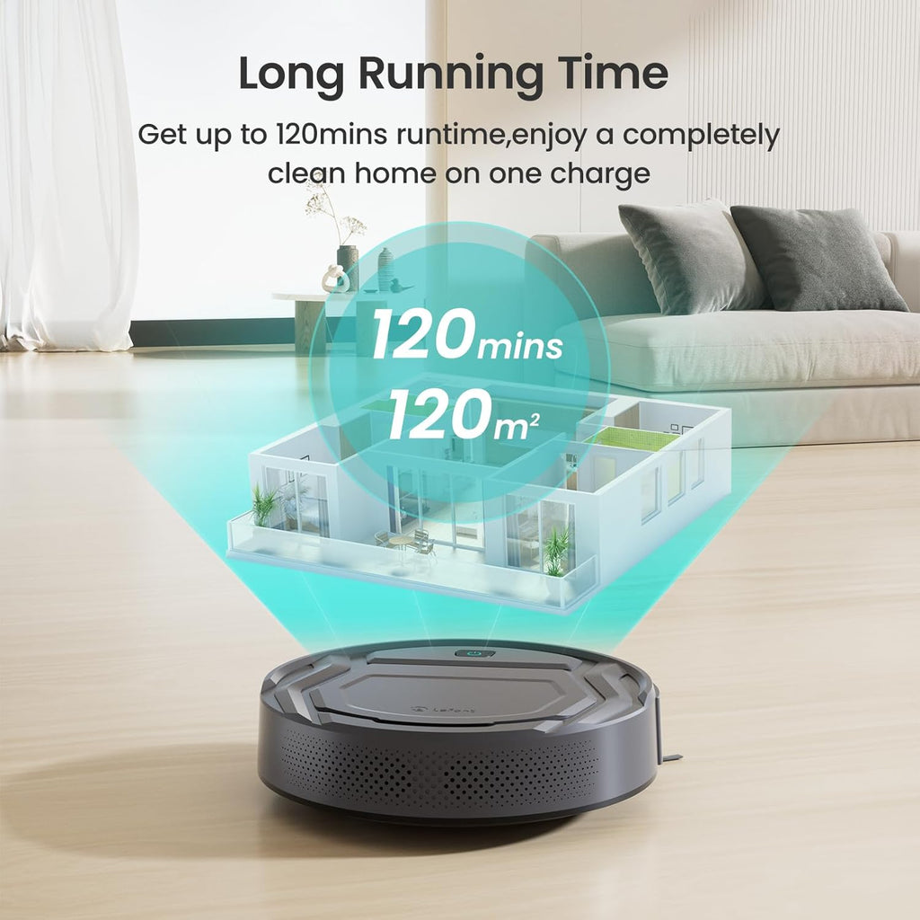 M210P Grey Robot Vacuum Cleaner Remote Control, Small Robot Robotic Vacuum 7.8cm Thin 28cm DIA, 2200 Pa Suction, Alexa Voice Control Self-Charging Robotic Vacuum Ideal for Pet Hair Hard Floor