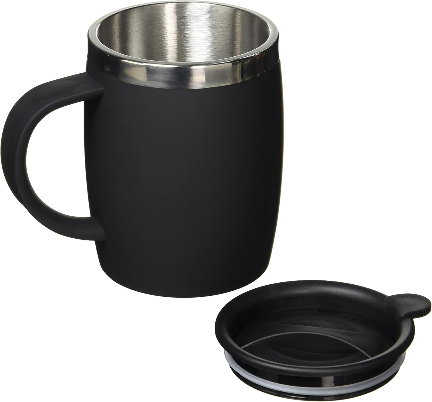 105102 Desk Mug, Stainless Steel/Plastic, Soft Touch Black, 14 x 9 x 12 cm, 1 Count (Pack of 1)