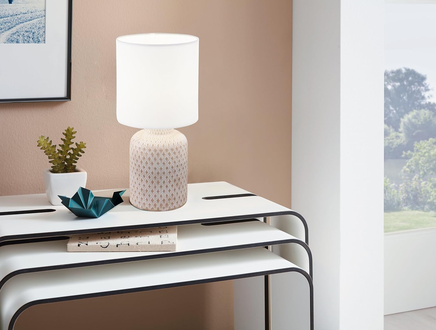 Bellariva 1-Light Crème and White Table Lamp 97773