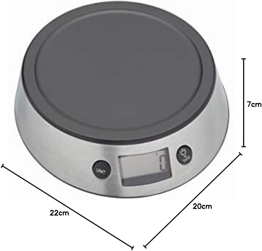 Pro Digital Kitchen Food Scales with Removable Bowl, Professional Standard with Tare Feature and Precision Accuracy, Stainless Steel Finish, Weighs 5 kg Capacity, Silver