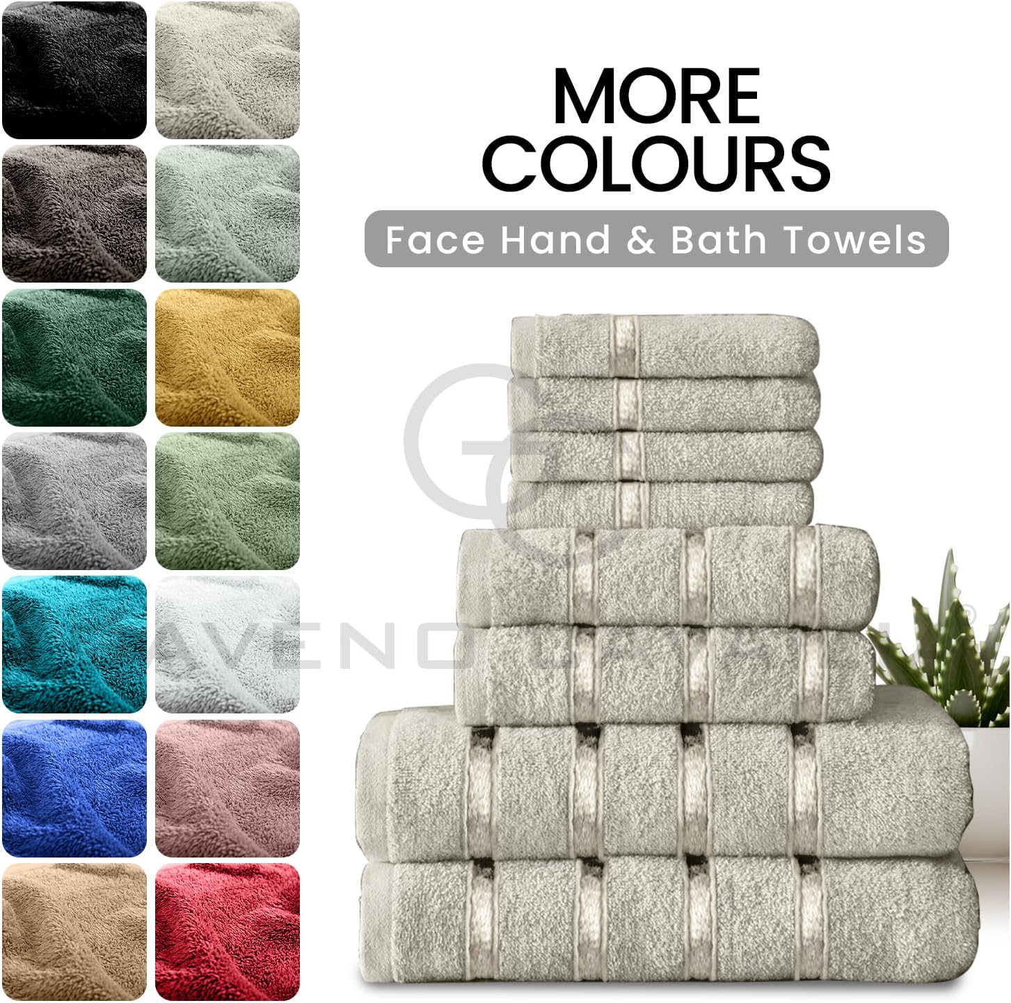 8 Piece Egyptian Cotton Towels - Quick Dry Highly Absorbent Bathroom Towel Bale - (4 Face Towel + 2 Hand Towel + 2 Bath Towel) - Cream