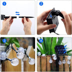 Solar Garden Lights Outdoor, 36ft 60 LED String Lights Waterproof, Solar Powered Crystal Ball Indoor/Outdoor Fairy Lights Decorative Lights for Garden, Patio, Yard, Parties (Warm White)
