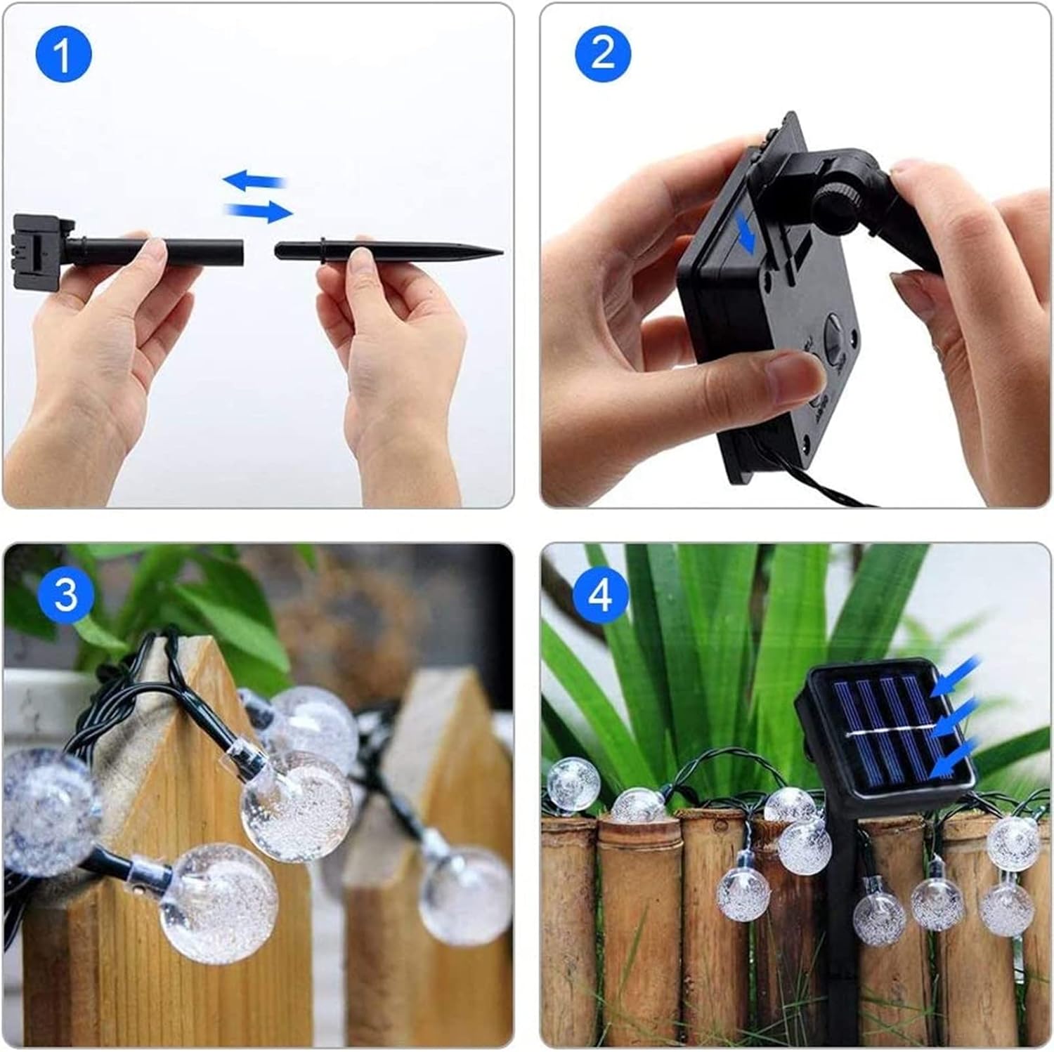Solar Garden Lights Outdoor, 36ft 60 LED String Lights Waterproof, Solar Powered Crystal Ball Indoor/Outdoor Fairy Lights Decorative Lights for Garden, Patio, Yard, Parties (Warm White)