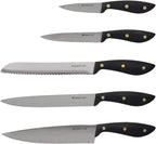 Sabatier Maison 5 Piece Kitchen Knife Set with Acacia Wood Block.