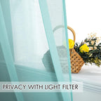 2 Panels Sheer Window Curtains Elegant Window Voile Panels Drapes Treatment for Bedroom Living Room 46" Wx54 L Grommet Top Turquoise