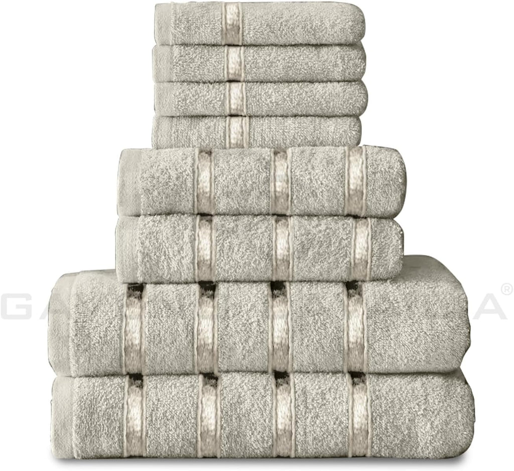 8 Piece Egyptian Cotton Towels - Quick Dry Highly Absorbent Bathroom Towel Bale - (4 Face Towel + 2 Hand Towel + 2 Bath Towel) - Cream