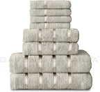 8 Piece Egyptian Cotton Towels - Quick Dry Highly Absorbent Bathroom Towel Bale - (4 Face Towel + 2 Hand Towel + 2 Bath Towel) - Cream