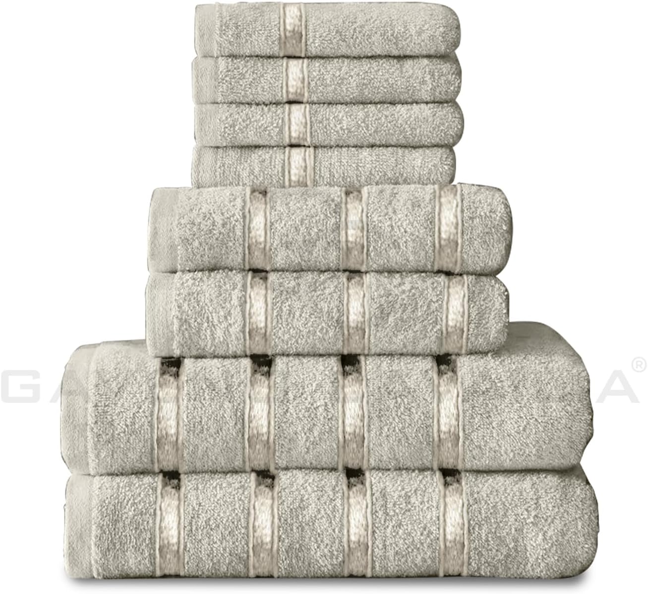 8 Piece Egyptian Cotton Towels - Quick Dry Highly Absorbent Bathroom Towel Bale - (4 Face Towel + 2 Hand Towel + 2 Bath Towel) - Cream