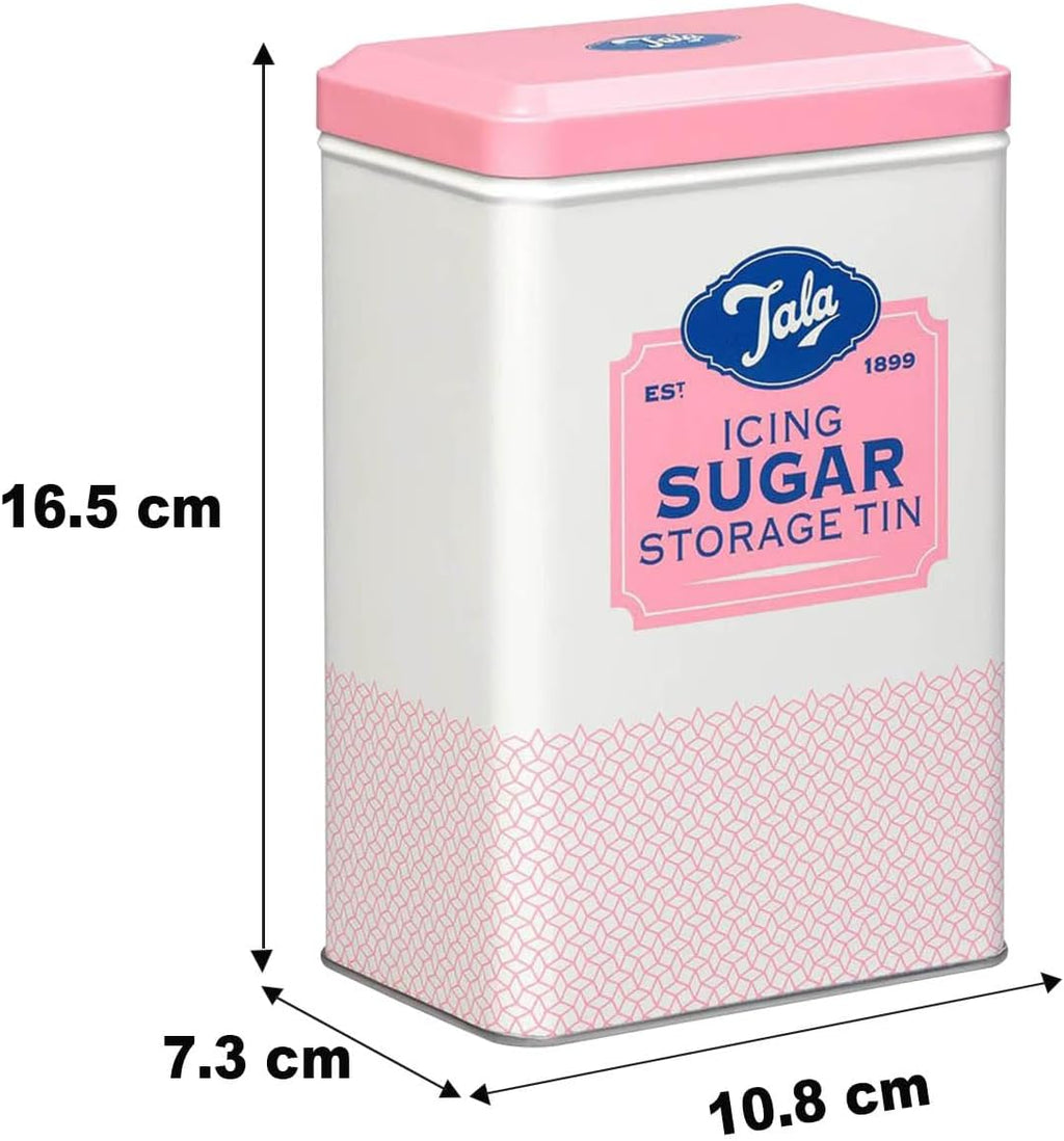 Originals Metal Pink and Cream Nostalgic Design Storage Tin, 18.5x18.5x19 cm | Holds a Full Bag of Icing Sugar | Stylish Kitchen Storage