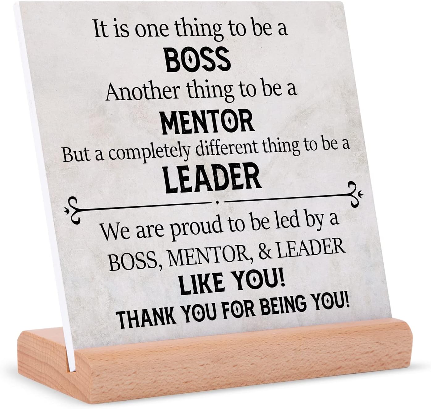 Boss Gifts Desk Decor - Best Boss Mentor Leader Gift From Employee Coworkers, Team Leader Gifts for Christmas Birthday Retirement, Thank You Gifts Plaque with Wooden Stand Main image
