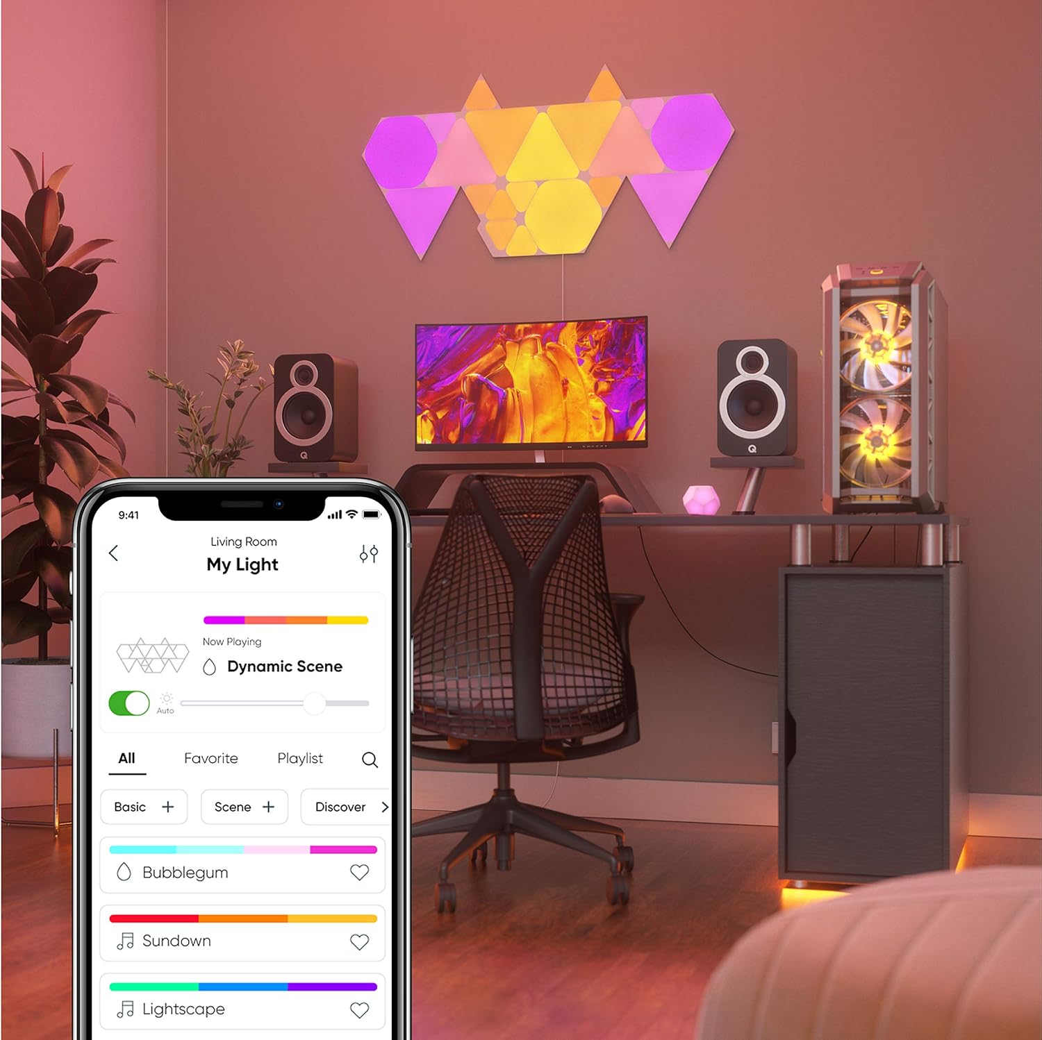 Shapes Triangle Starter Kit, 4 Smart Light Panels LED RGBW - Modular Wi-Fi Colour Changing Wall Lights, Works with Alexa Google Assistant Apple Homekit, for Room Decor & Gaming