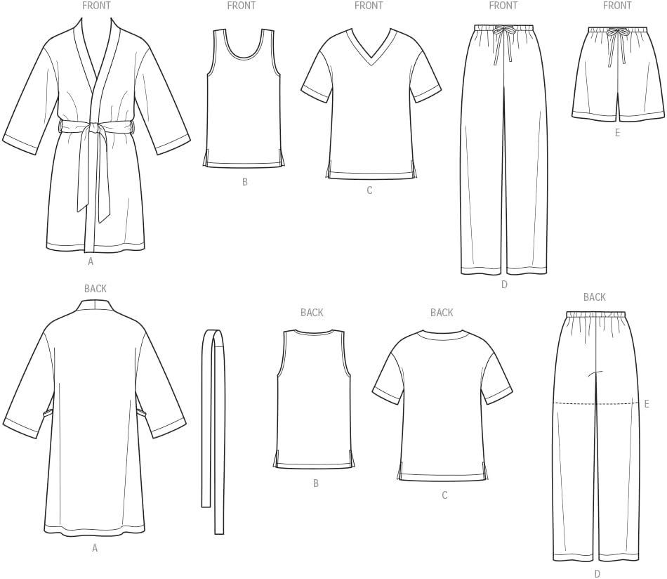 Simplicity Sewing Pattern 1563: Misses' Men's and Teens' Sleepwear, Size A, Paper, White, A (XS-S-M-L-XL)