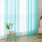 2 Panels Sheer Window Curtains Elegant Window Voile Panels Drapes Treatment for Bedroom Living Room 46" Wx54 L Grommet Top Turquoise