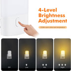 GD103UK-1 Night Light Plug in Wall with Dusk to Dawn Photocell Sensor, 4 Levels Brightness Adjustable, Night Light Kids for Children's Room, Hallway, Bedrooms, Garage, Warm White