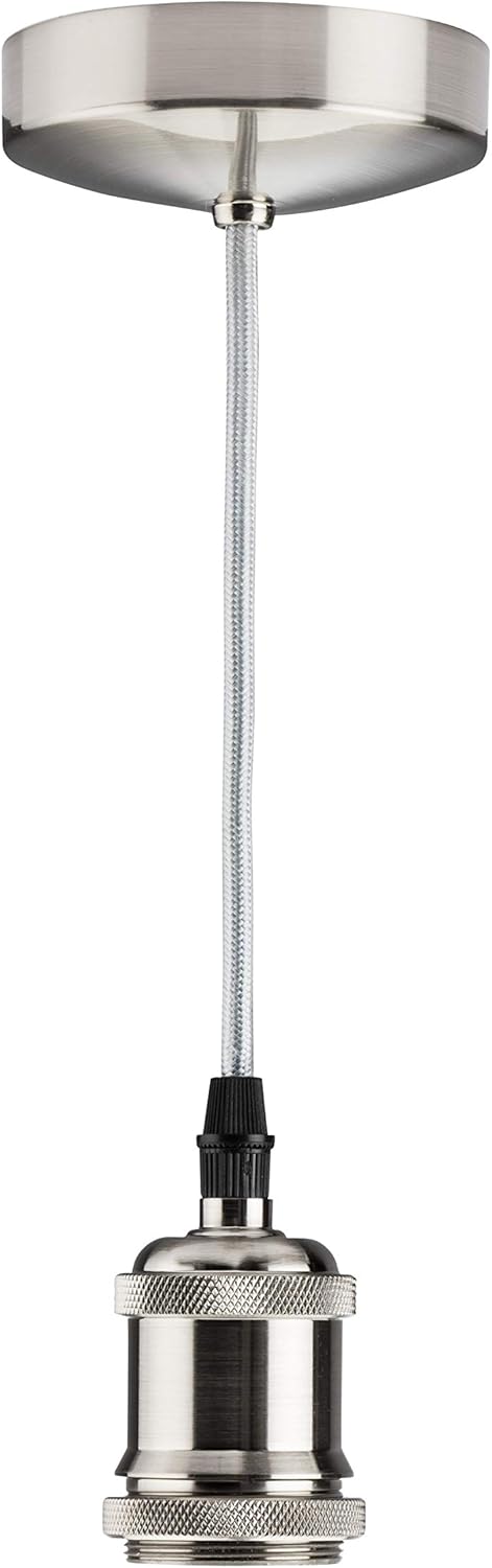 6 Inch E27 Vintage Pendant Set in Brushed Chrome