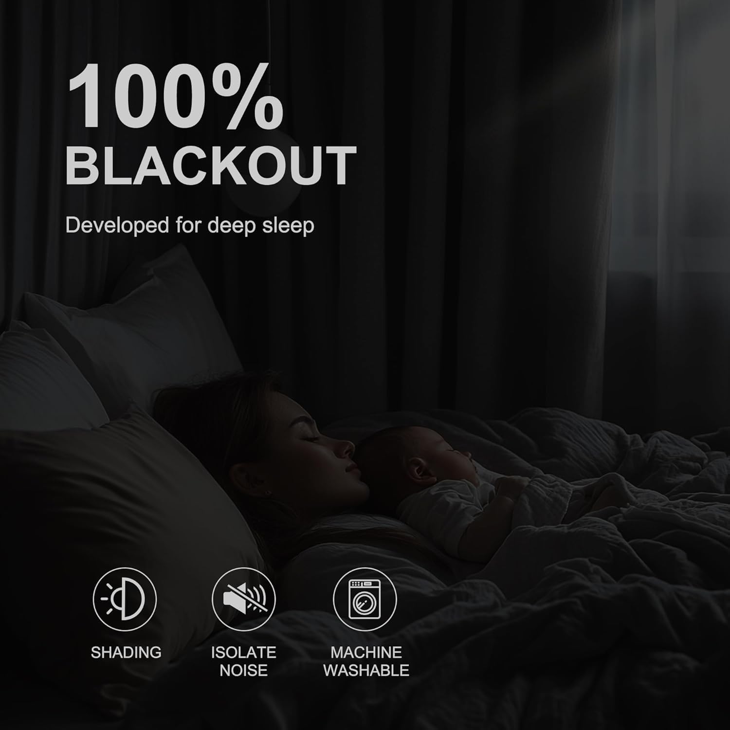 PONY DANCE 100% Blackout Double-Layer Curtains with Liner - Thermal Insulated 66x90 Inch Long Curtains for Bedroom Living Room, Energy Energy & Noise Reducing, White Grommet Blackout Drapes, 2 Panels