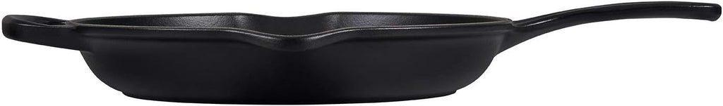 Signature Enamelled Cast Iron Skillet Frying Pan with Helper Handle and Two Pouring Lips, 23 cm, Matte Black, 20182230000422