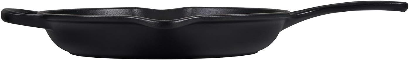 Signature Enamelled Cast Iron Skillet Frying Pan with Helper Handle and Two Pouring Lips, 23 cm, Matte Black, 20182230000422
