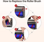 Brush Head Replacement Compatible with Dyson V7 / V8 / V10 / V11 / V15, Flexible 180° Swivel Dyson Parts with 4 Led Headlamps and 2 Replacement Rollers