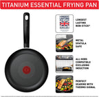 Titanium Essential Frying Pan 24 cm, Non-Stick Coating, All Hobs Compatible Except Induction, Metal Safe, Flawless Glide, Everyday Use, B9410444
