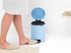 NewIcon Pedal Bin 5L - Small Waste Bin for Bathroom or Toilet - Soft Closing Lid - Light Pedal Operation - with Removable Inner Bucket - Non-Slip Base - Dreamy Blue - 21 x 27 x 29 cm