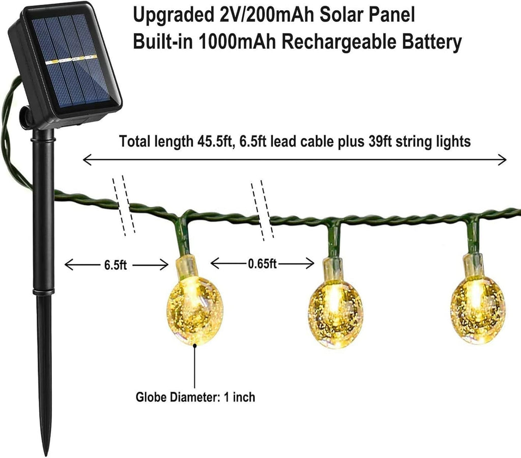 Solar Garden Lights Outdoor, 36ft 60 LED String Lights Waterproof, Solar Powered Crystal Ball Indoor/Outdoor Fairy Lights Decorative Lights for Garden, Patio, Yard, Parties (Warm White)