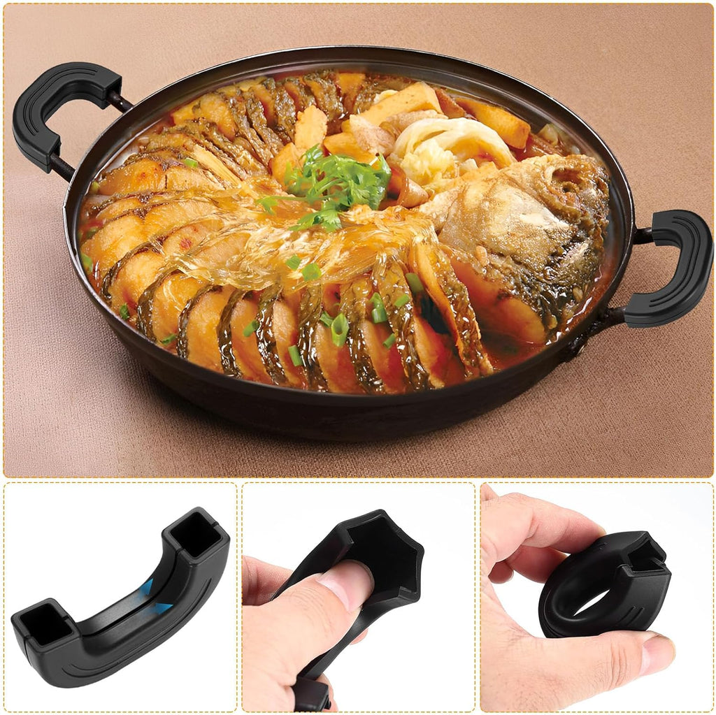 3 Pairs Silicone Pot Grips, Flexible Assist Handle Holder, Heat Resistant Silicone Hot Handle Holder Sleeve, Pan Handles Covers for Cast Iron Woks Skillets Griddles Pans Pot Holders(Black, 3 Sizes)