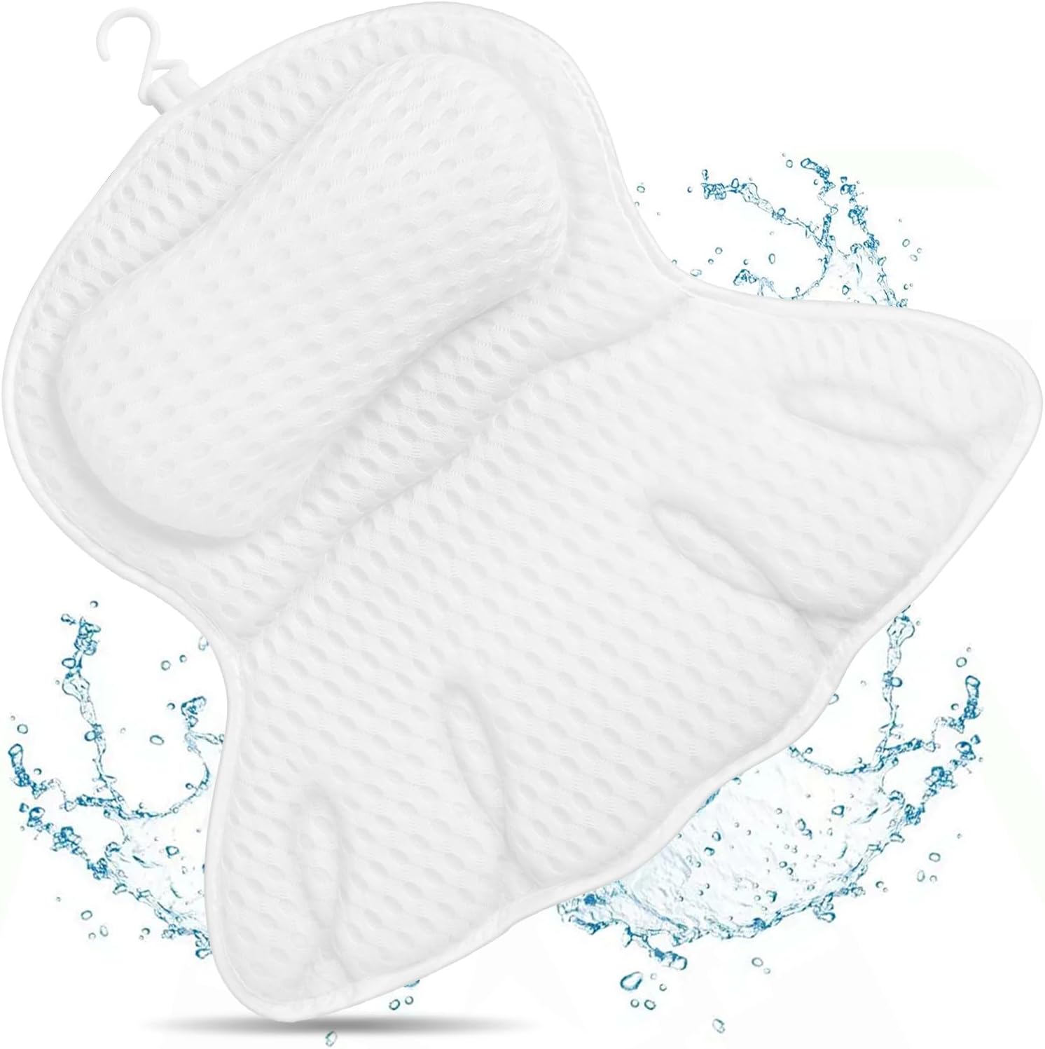 Bath Pillow, 4D Luxury Bath Bathtub Pillow for Head, Neck, Shoulder and Back Support, Ergonomic Breathable Mesh SPA Tub Pillow with 6 Powerful Suction Cups, Fits all Bathtub