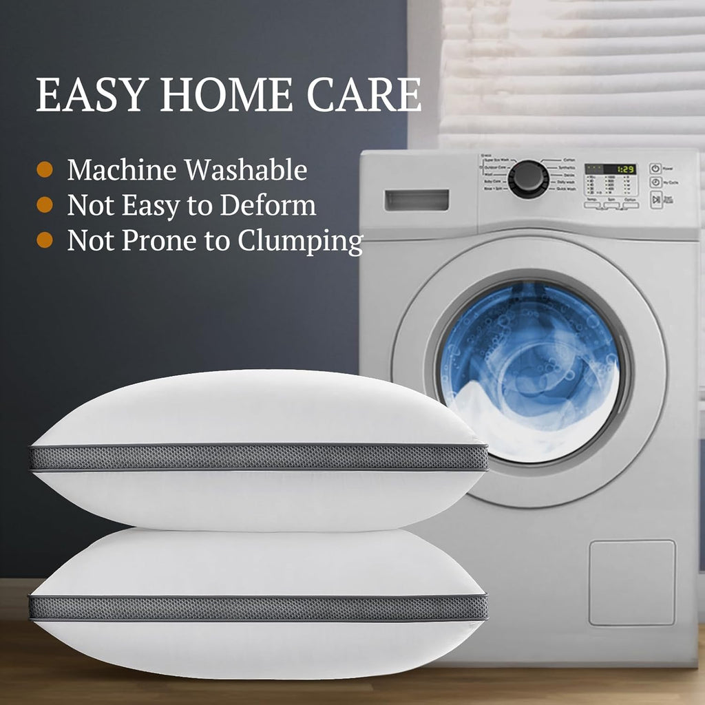 Pillows 2 Pack Hotel Quality, 820GSM Microfiber Filled Luxury Pillows, Medium Firm for Head & Neck Support, Machine Washable