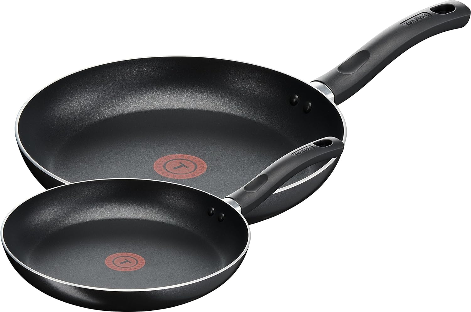 Taste Twin Frying Pan Set, 20cm & 28cm Non-Stick Aluminium Pans, Thermo-Spot Heat Indicator, Lightweight, All Hobs Except Induction, Black - B189S244 Main image