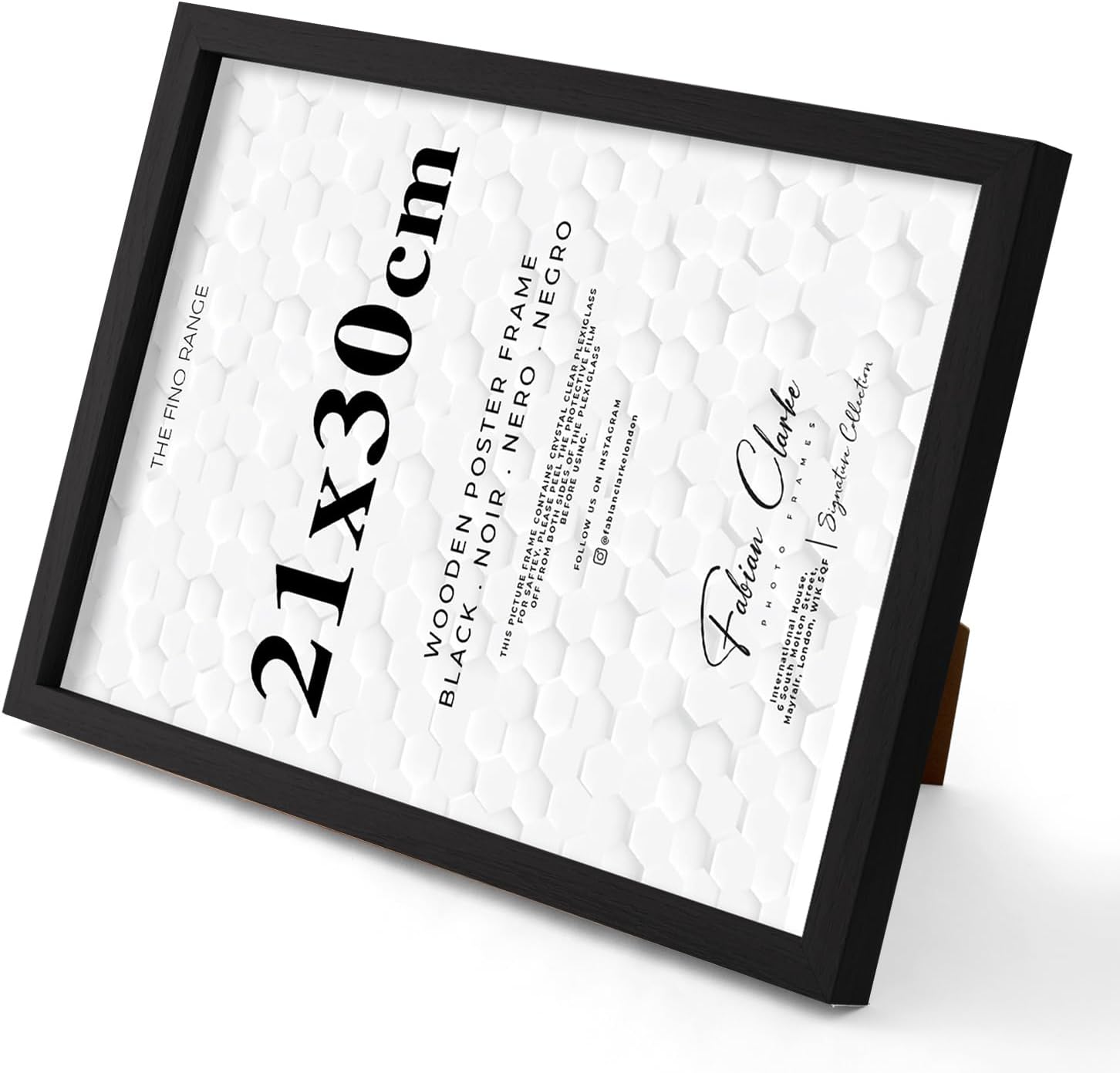 21x30cm Modern Black Wooden Picture Photo Frame A4 Photo Frame Ideal for Prints and Posters Hang Portrait or Landscape