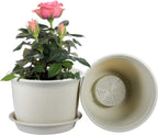 KAHEIGN 10Pcs Plastic Flower Pots, 15cm Thicken Plant Pots Plant Container Indoor Gardening Pot with Drainage Pallet (White Grey)