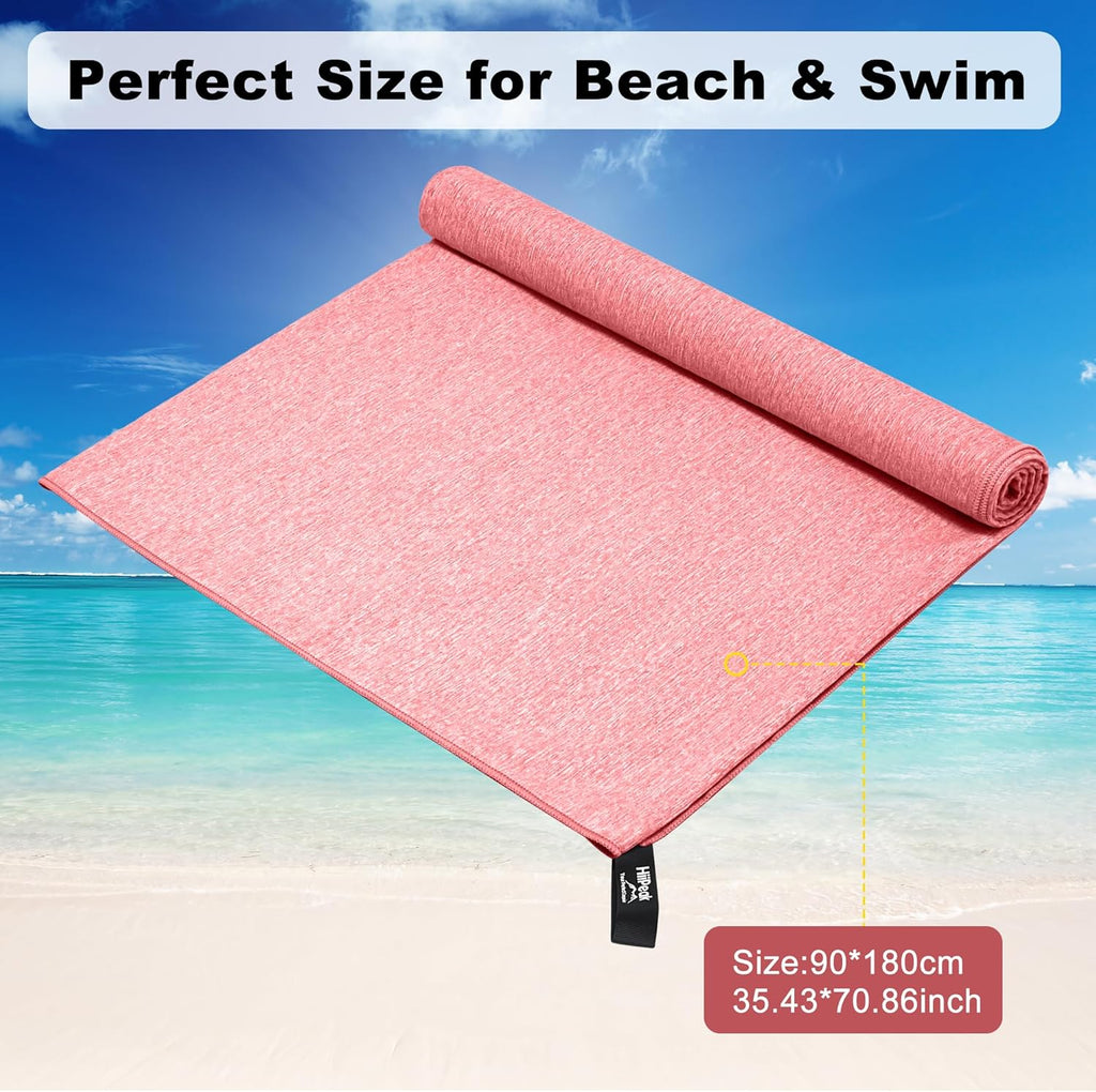 Large Microfibre Towel (180x90cm) Compact Camping Beach Towel Swim essentials - Quick Dry Lightweight Absorbent Sports Gym Yoga Swimming Hiking Drying Towel for Men,Women(Pink-1pack, X-Large)