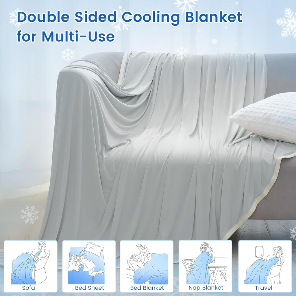 Double Cooling Blanket Double Size for Hot Sleepers, Double Side Arc-Chill Q-Max>0.5 Cooling Blanket for Night Sweats to Keep Cool, 150 x 200cm, Grey