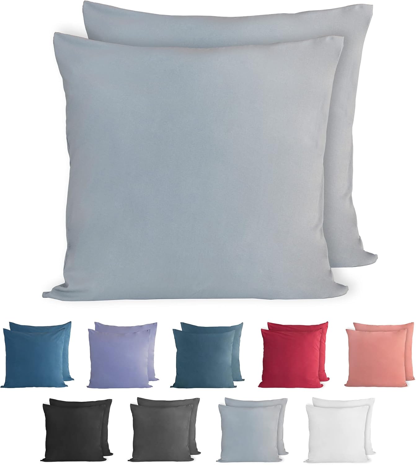 Komfortec 100% cotton cushion covers, set of 2, 80 x 80 cm, super soft premium jersey pillowcase, 150 g/m², cushion cover, grey Main image