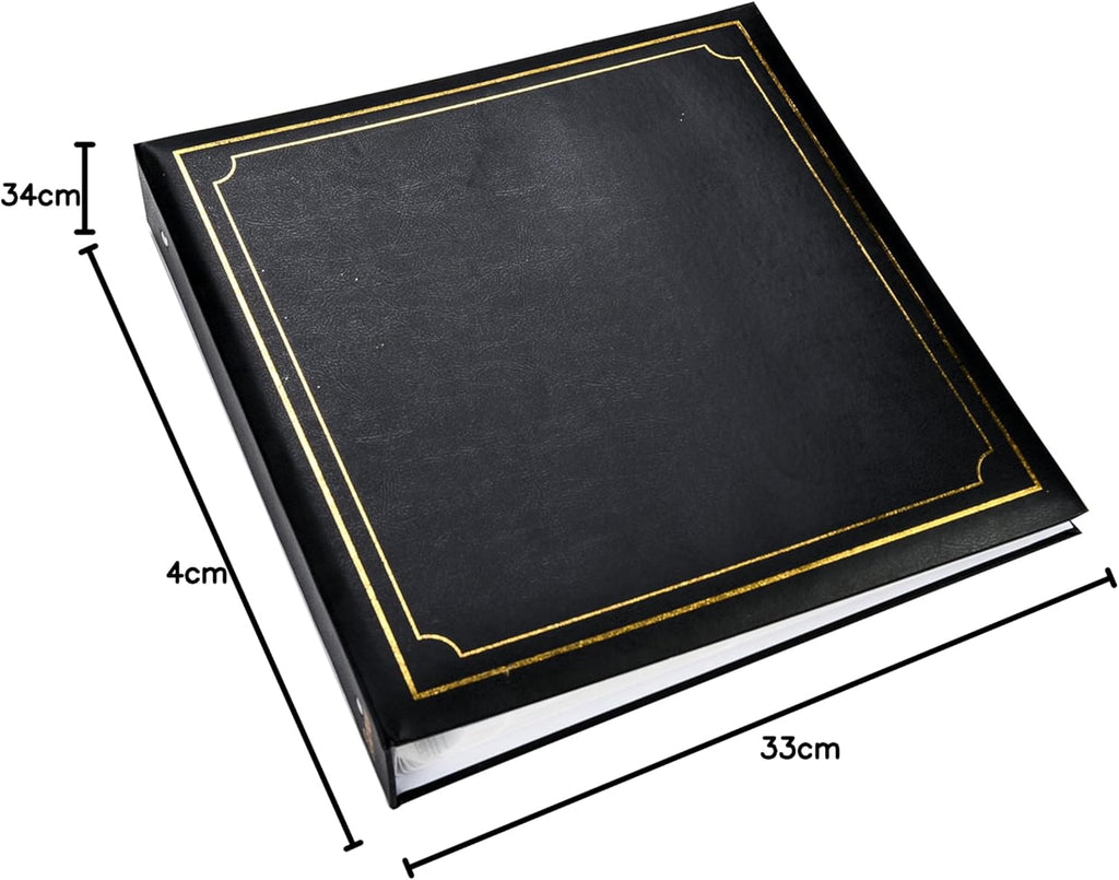 Large Slip In Photo Album Holds 500 Photos 6'' x 4'' Gold Stamp Padded Cover Black