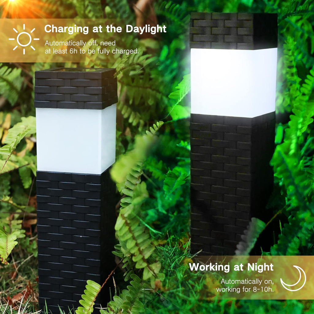 Solar Lights Outdoor Garden, 8 Pack Garden Lights Solar Powered Waterproof, Rattan LED Pathway Lighting Solar Powered Path Light Decoration for Patio Driveways Landscape Lawn Yard, White