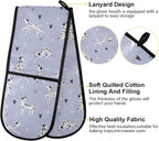 Double Oven Gloves Purple Dalmatian Dog Heart Heat Resistant Pot Holder Oven Mitt Gloves for BBQ Cooking Baking Grilling Microwave