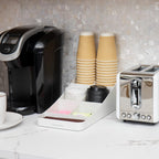 Mind Reader Anchor Collection, 7-Compartment Coffee Cup and Condiment Countertop Organizer, 7.25" L x 15.5" W x 5.25" H, White