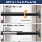 Matte Black Shower Curtain Pole 84 to 183 cm, 1 Inch Extendable Tension Rods for Curtains No Drill, Shower Rail for Bathroom, Closet, Window, Room Divider, Never Rust, Non Slip