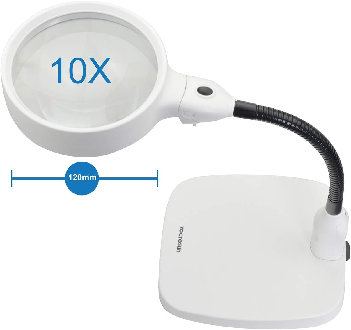 10X LED Magnifying Lamp Desktop Magnifier With Daylight Bright Lights and Flexible Gooseneck for Reading, Working, Hobby, Soldering and Crafts (USB Lighted)