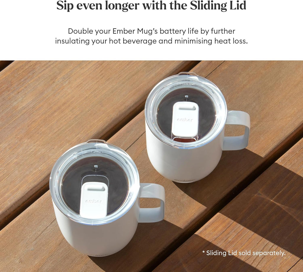 Temperature Control Smart Mug 2-295 ml App-Controlled and Rechargeable Heated Coffee Mug with Intelligent LED Display, 1.5-hr Battery Life and Improved Design, Black