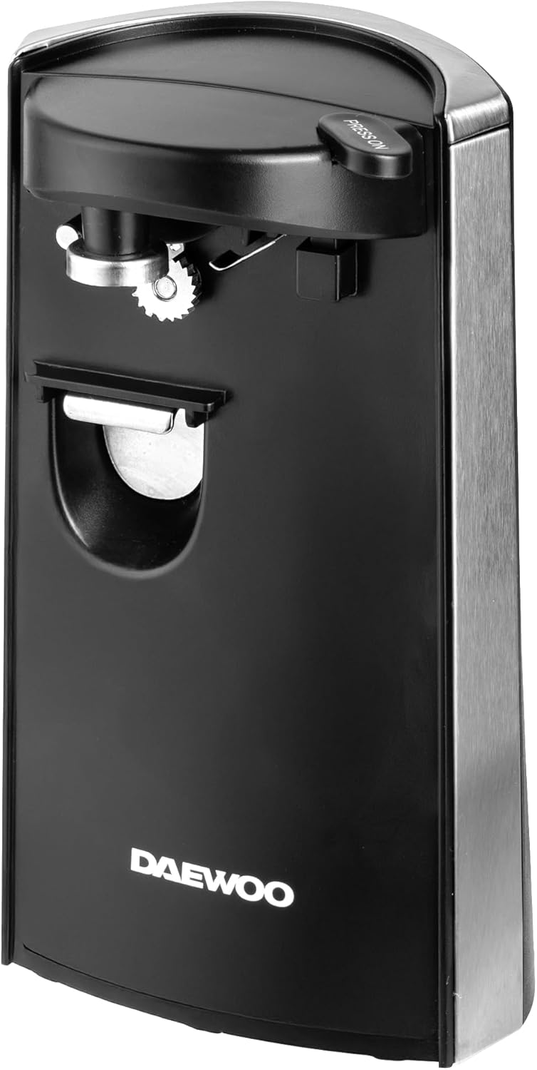 Electric Tin Can Opener SDA2313 Multifunction Knife Sharpener Bottle Opener, Hands Free 60W Black Silver