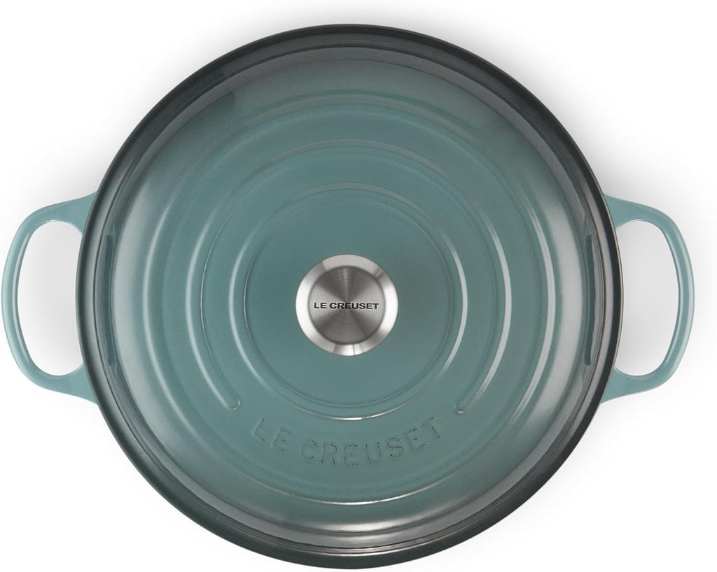Signature 21180263602430 Enamelled Cast Iron Shallow Casserole Dish With Lid, 26 cm, 2.2 Litres, Ocean
