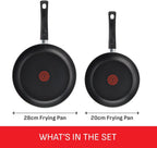 Taste Twin Frying Pan Set, 20cm & 28cm Non-Stick Aluminium Pans, Thermo-Spot Heat Indicator, Lightweight, All Hobs Except Induction, Black - B189S244