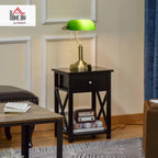 Banker's Table Lamp Desk Lamp with Antique Bronze Tone Base, Green Glass Shade and Pull Rope Switch for Home Office, Living Room, Bedroom, Dining Room, Green