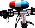 Bicycle Police Siren Bike LED Light Electric Horn Bicycle Police Sound Light 4 Sounds Melody Bicycle Power Horn Siren Bell 6-LED Flashing Blue and Red Bicycle Safety Light for Mountain Bike Road Bike