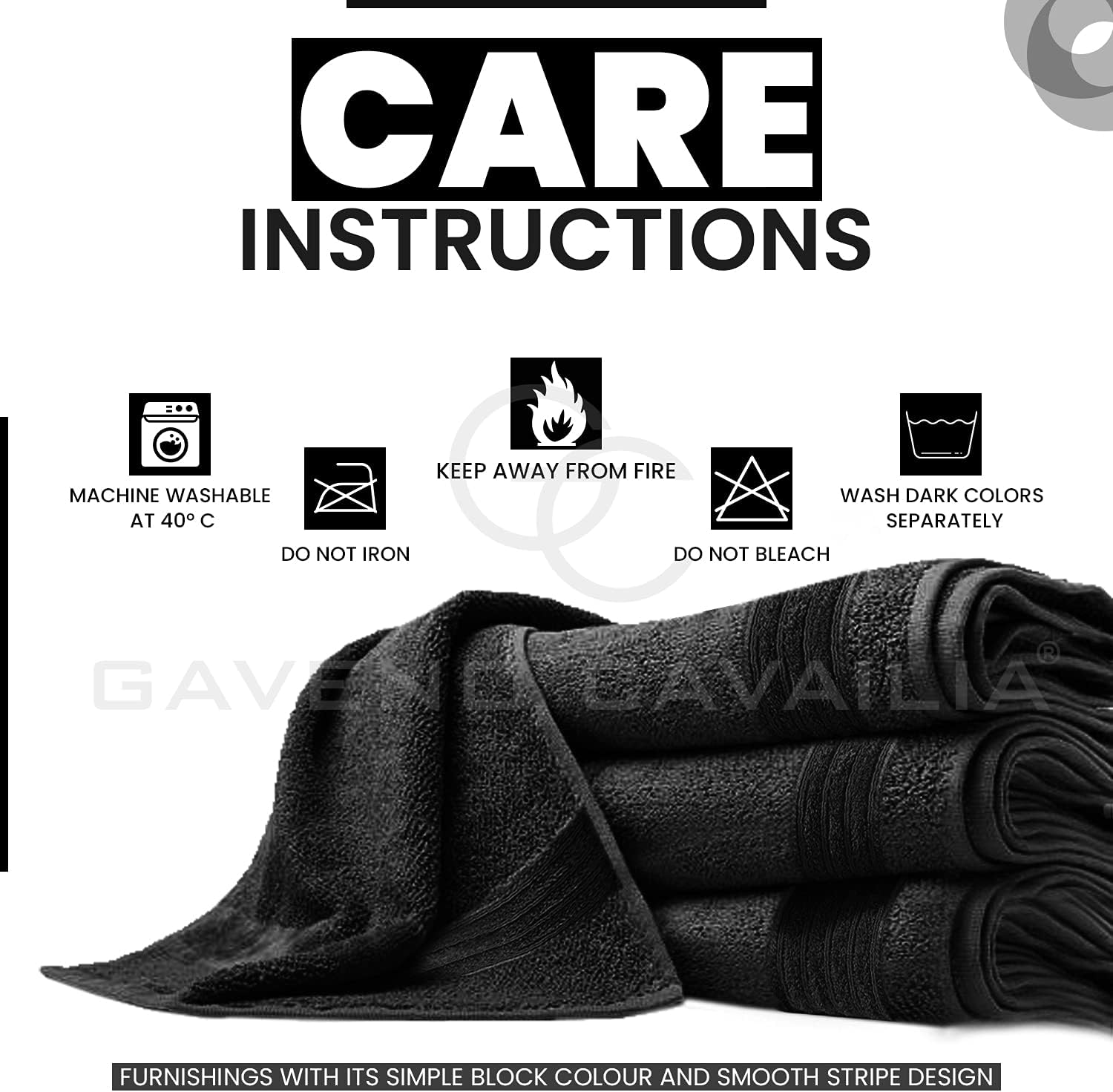 New Hampton Pack of 4 Bath Towel Set, 100% Ringspun Cotton, Extra Absorbent 450 GSM Luxury Bath Sheets, Black, 4PK