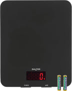 1150 BKDR Digital Kitchen Scales, Stylish Glass Design, Cooking Scale for Home/Kitchen, Measures Liquids & Fluids, Metric/Imperial, Add & Weigh Function, Red Easy Read Display, Black